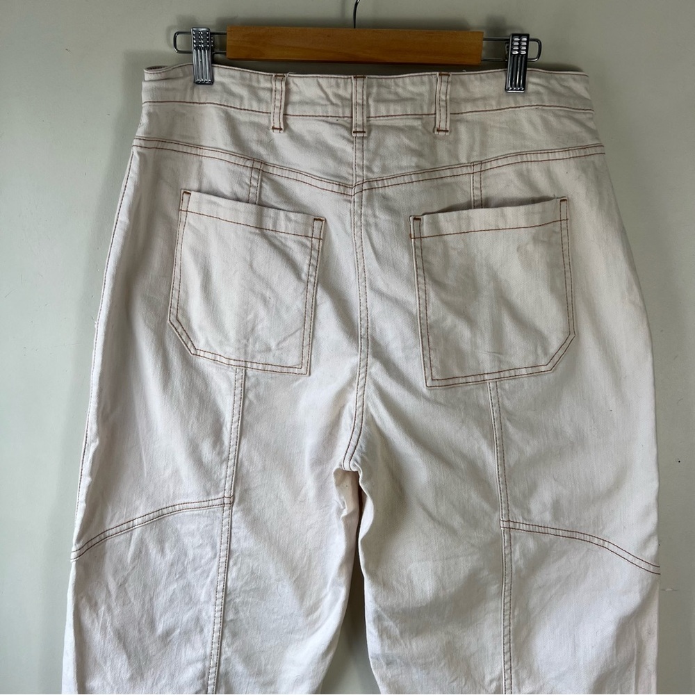 ULLA JOHNSON Women's Brodie Jeans Tapered Ankle Ivory Size 10 High Rise - Picture 7 of 16